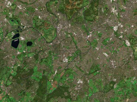 Téléchargez les photos : Royal Borough of Kingston upon Thames, district londonien d'Angleterre - Grande-Bretagne. Carte satellite basse résolution - en image libre de droit