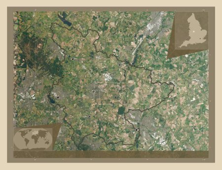 Photo for Lichfield, non metropolitan district of England - Great Britain. High resolution satellite map. Locations of major cities of the region. Corner auxiliary location maps - Royalty Free Image