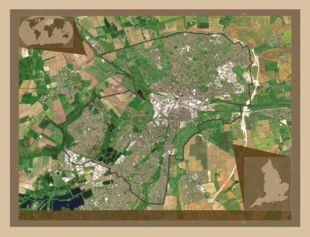 Photo for Lincoln, non metropolitan district of England - Great Britain. Low resolution satellite map. Corner auxiliary location maps - Royalty Free Image
