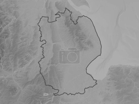 Téléchargez les photos : Lincolnshire, comté administratif d'Angleterre - Grande-Bretagne. Carte d'altitude en niveaux de gris avec lacs et rivières - en image libre de droit