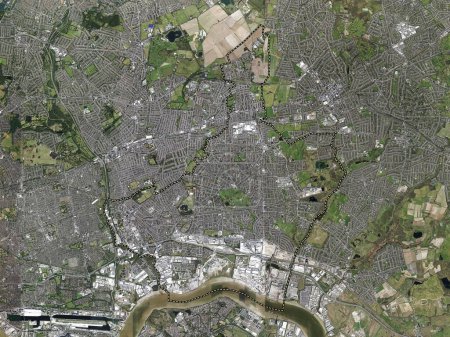 Téléchargez les photos : London Borough of Barking et Dagenham, district londonien d'Angleterre - Grande-Bretagne. Carte satellite haute résolution - en image libre de droit
