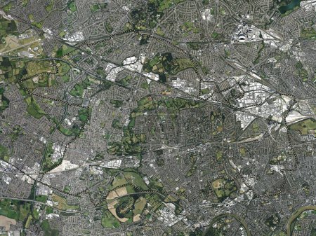 Téléchargez les photos : London Borough of Ealing, district londonien d'Angleterre - Grande-Bretagne. Carte satellite haute résolution - en image libre de droit