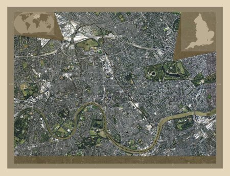 Photo for London Borough of Hammersmith and Fulham, london borough of England - Great Britain. High resolution satellite map. Locations of major cities of the region. Corner auxiliary location maps - Royalty Free Image