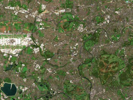 Téléchargez les photos : Londres Borough of Hounslow, Londres borough of England - Grande-Bretagne. Carte satellite basse résolution - en image libre de droit