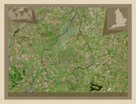 Photo for Melton, non metropolitan district of England - Great Britain. High resolution satellite map. Locations of major cities of the region. Corner auxiliary location maps - Royalty Free Image