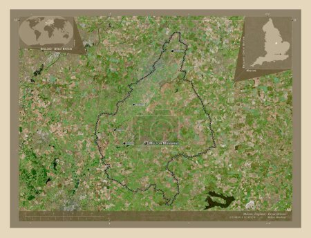 Photo for Melton, non metropolitan district of England - Great Britain. High resolution satellite map. Locations and names of major cities of the region. Corner auxiliary location maps - Royalty Free Image