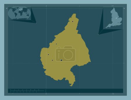 Photo for Melton, non metropolitan district of England - Great Britain. Solid color shape. Locations of major cities of the region. Corner auxiliary location maps - Royalty Free Image