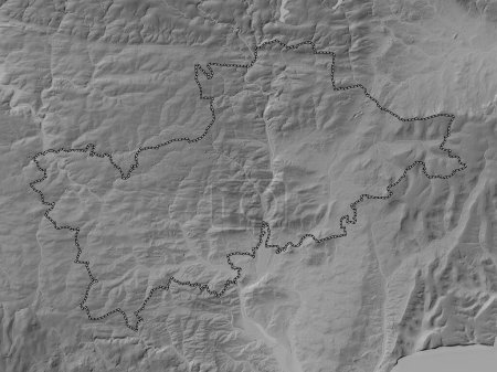 Téléchargez les photos : Mid Devon, district non métropolitain d'Angleterre - Grande-Bretagne. Carte d'altitude en niveaux de gris avec lacs et rivières - en image libre de droit