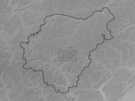 Téléchargez les photos : Mid Suffolk, district non métropolitain d'Angleterre - Grande-Bretagne. Carte d'altitude en niveaux de gris avec lacs et rivières - en image libre de droit