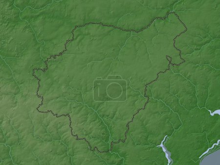Téléchargez les photos : Mid Suffolk, district non métropolitain d'Angleterre - Grande-Bretagne. Carte d'altitude colorée dans le style wiki avec des lacs et des rivières - en image libre de droit