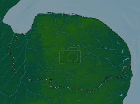 Téléchargez les photos : Norfolk, comté administratif d'Angleterre - Grande-Bretagne. Carte d'altitude colorée avec lacs et rivières - en image libre de droit