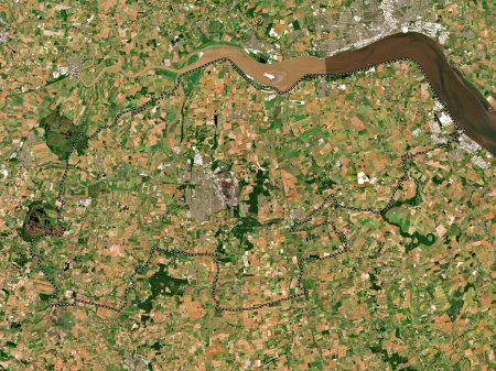 Foto de North Lincolnshire, autoridad unitaria de Inglaterra Gran Bretaña. Mapa satelital de baja resolución - Imagen libre de derechos