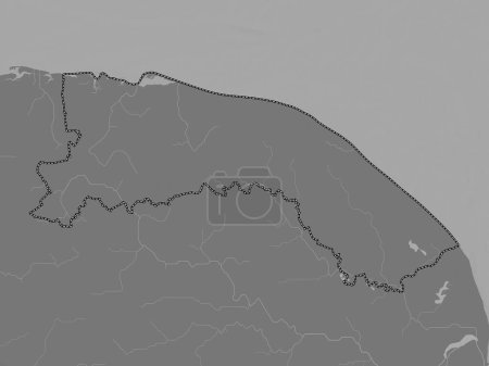 Téléchargez les photos : North Norfolk, district non métropolitain d'Angleterre - Grande-Bretagne. Carte d'altitude de Bilevel avec lacs et rivières - en image libre de droit