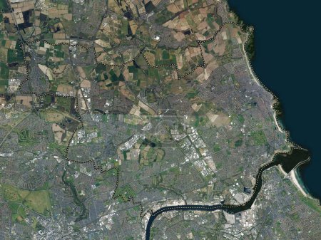 Téléchargez les photos : Tyneside du Nord, comté administratif d'Angleterre - Grande-Bretagne. Carte satellite haute résolution - en image libre de droit