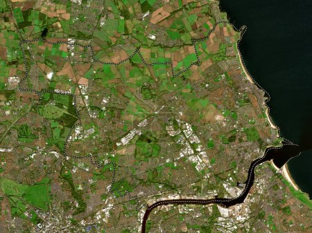 Téléchargez les photos : Tyneside du Nord, comté administratif d'Angleterre - Grande-Bretagne. Carte satellite basse résolution - en image libre de droit