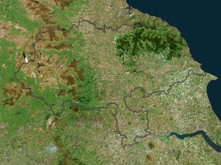 Téléchargez les photos : North Yorkshire, comté administratif d'Angleterre - Grande-Bretagne. Carte satellite haute résolution - en image libre de droit