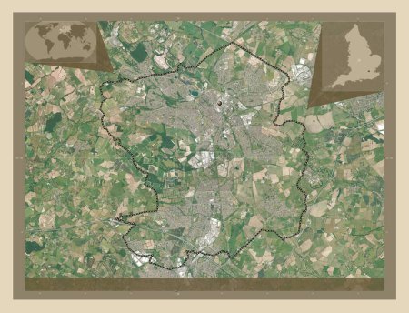 Photo for Nuneaton and Bedworth, non metropolitan district of England - Great Britain. High resolution satellite map. Corner auxiliary location maps - Royalty Free Image