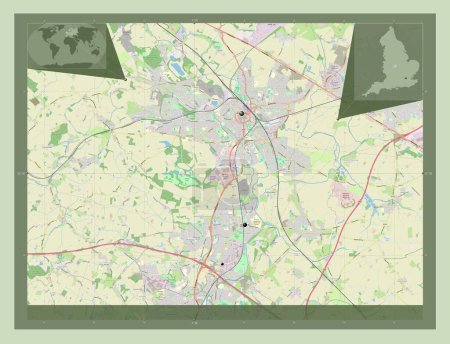 Photo for Nuneaton and Bedworth, non metropolitan district of England - Great Britain. Open Street Map. Locations of major cities of the region. Corner auxiliary location maps - Royalty Free Image