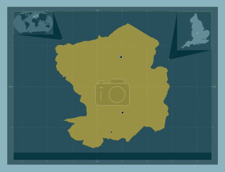 Photo for Nuneaton and Bedworth, non metropolitan district of England - Great Britain. Solid color shape. Locations of major cities of the region. Corner auxiliary location maps - Royalty Free Image