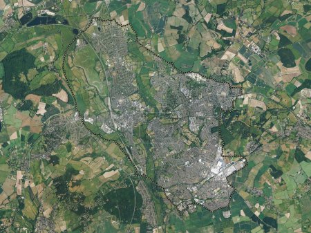 Foto de Oxford, distrito no metropolitano de Inglaterra Gran Bretaña. Mapa de satélite de alta resolución - Imagen libre de derechos