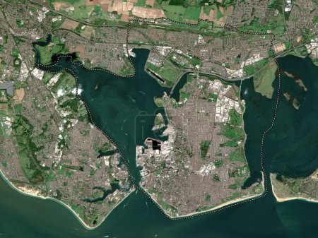 Téléchargez les photos : Portsmouth, autorité unitaire de l'Angleterre - Grande-Bretagne. Carte satellite basse résolution - en image libre de droit