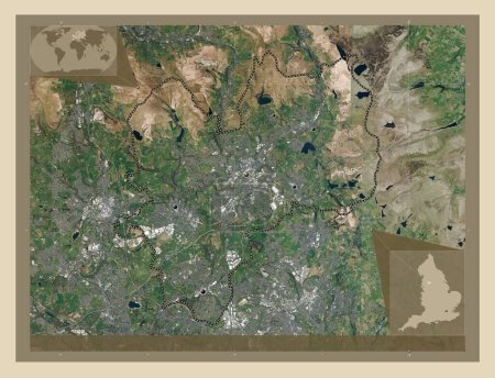 Photo for Rochdale, administrative county of England - Great Britain. High resolution satellite map. Locations of major cities of the region. Corner auxiliary location maps - Royalty Free Image
