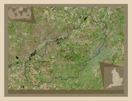 Photo for Rushcliffe, non metropolitan district of England - Great Britain. High resolution satellite map. Corner auxiliary location maps - Royalty Free Image