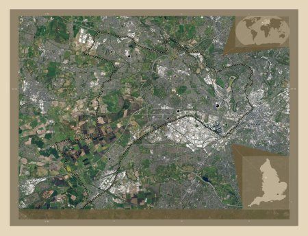 Photo for Salford, administrative county of England - Great Britain. High resolution satellite map. Locations of major cities of the region. Corner auxiliary location maps - Royalty Free Image