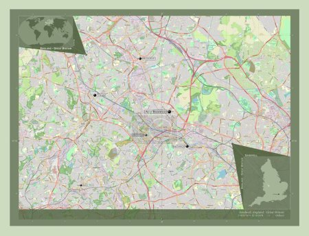 Photo for Sandwell, administrative county of England - Great Britain. Open Street Map. Locations and names of major cities of the region. Corner auxiliary location maps - Royalty Free Image