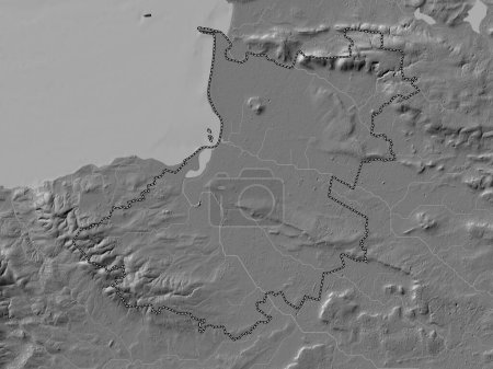 Téléchargez les photos : Sedgemoor, district non métropolitain d'Angleterre - Grande-Bretagne. Carte d'altitude de Bilevel avec lacs et rivières - en image libre de droit