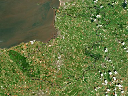 Téléchargez les photos : Sedgemoor, district non métropolitain d'Angleterre - Grande-Bretagne. Carte satellite basse résolution - en image libre de droit