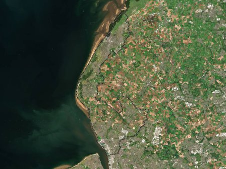 Téléchargez les photos : Sefton, comté administratif d'Angleterre - Grande-Bretagne. Carte satellite basse résolution - en image libre de droit