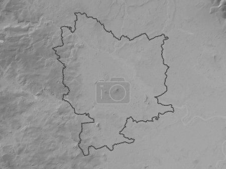 Téléchargez les photos : Selby, district non métropolitain d'Angleterre - Grande-Bretagne. Carte d'altitude en niveaux de gris avec lacs et rivières - en image libre de droit
