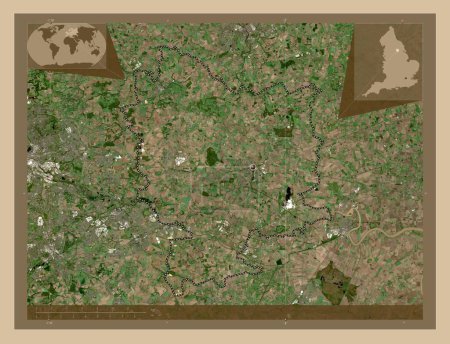 Téléchargez les photos : Selby, district non métropolitain d'Angleterre - Grande-Bretagne. Carte satellite basse résolution. Corner cartes de localisation auxiliaires - en image libre de droit