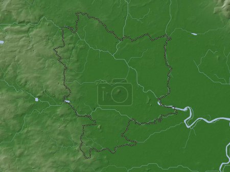 Foto de Selby, distrito no metropolitano de Inglaterra Gran Bretaña. Mapa de elevación coloreado en estilo wiki con lagos y ríos - Imagen libre de derechos