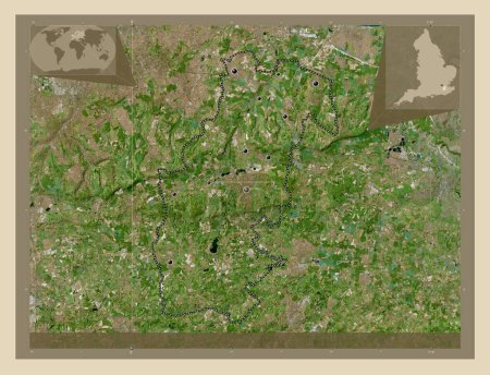 Photo for Sevenoaks, non metropolitan district of England - Great Britain. High resolution satellite map. Locations of major cities of the region. Corner auxiliary location maps - Royalty Free Image