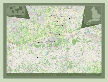 Photo for Sevenoaks, non metropolitan district of England - Great Britain. Open Street Map. Locations and names of major cities of the region. Corner auxiliary location maps - Royalty Free Image