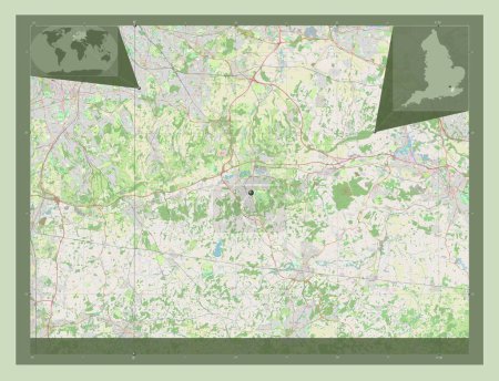 Foto de Sevenoaks, distrito no metropolitano de Inglaterra Gran Bretaña. Open Street Map. Mapas de ubicación auxiliares de esquina - Imagen libre de derechos