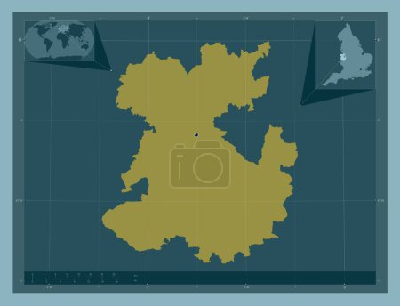 Photo for Shropshire, administrative county of England - Great Britain. Solid color shape. Corner auxiliary location maps - Royalty Free Image