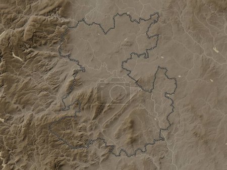 Photo for Shropshire, administrative county of England - Great Britain. Elevation map colored in sepia tones with lakes and rivers - Royalty Free Image