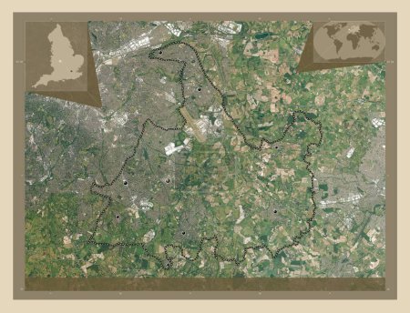 Photo for Solihull, unitary authority of England - Great Britain. High resolution satellite map. Locations of major cities of the region. Corner auxiliary location maps - Royalty Free Image