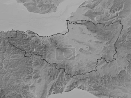 Photo for Somerset, administrative county of England - Great Britain. Grayscale elevation map with lakes and rivers - Royalty Free Image