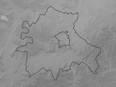 Téléchargez les photos : Cambridgeshire du Sud, district non métropolitain d'Angleterre - Grande-Bretagne. Carte d'altitude en niveaux de gris avec lacs et rivières - en image libre de droit
