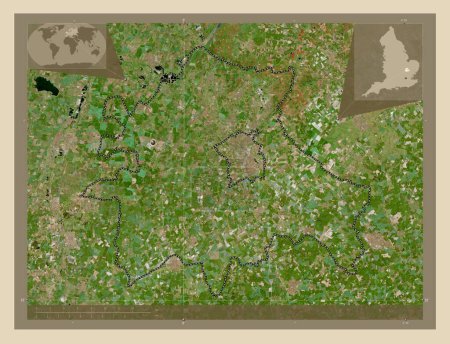 Photo for South Cambridgeshire, non metropolitan district of England - Great Britain. High resolution satellite map. Corner auxiliary location maps - Royalty Free Image
