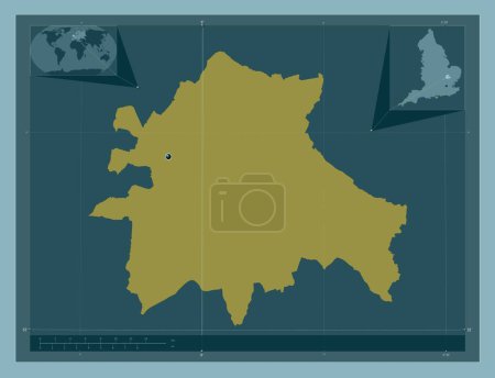 Téléchargez les photos : Cambridgeshire du Sud, district non métropolitain d'Angleterre - Grande-Bretagne. Forme de couleur unie. Corner cartes de localisation auxiliaires - en image libre de droit