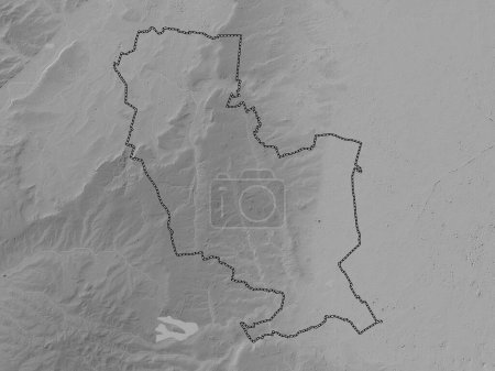 Téléchargez les photos : South Kesteven, district non métropolitain d'Angleterre - Grande-Bretagne. Carte d'altitude en niveaux de gris avec lacs et rivières - en image libre de droit