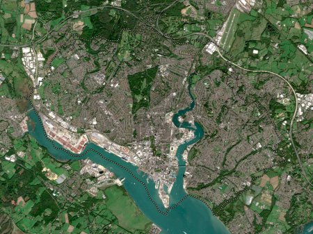 Foto de Southampton, autoridad unitaria de Inglaterra Gran Bretaña. Mapa satelital de baja resolución - Imagen libre de derechos