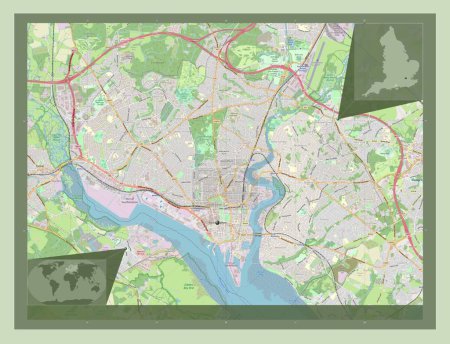 Photo for Southampton, unitary authority  of England - Great Britain. Open Street Map. Corner auxiliary location maps - Royalty Free Image