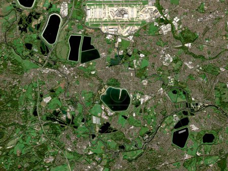 Téléchargez les photos : Spelthorne, district non métropolitain d'Angleterre - Grande-Bretagne. Carte satellite basse résolution - en image libre de droit