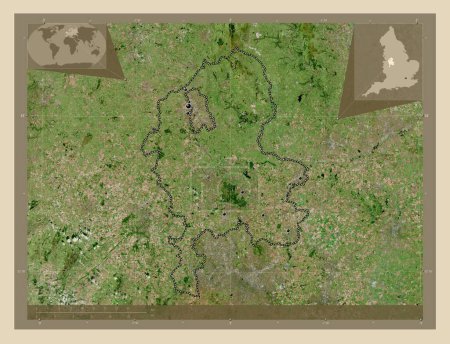 Photo for Staffordshire, administrative county of England - Great Britain. High resolution satellite map. Locations of major cities of the region. Corner auxiliary location maps - Royalty Free Image